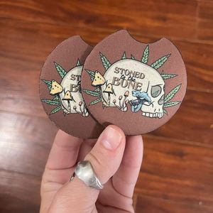 Stoned To The Bone Car Coaster Set |  Hippie Coaster Set